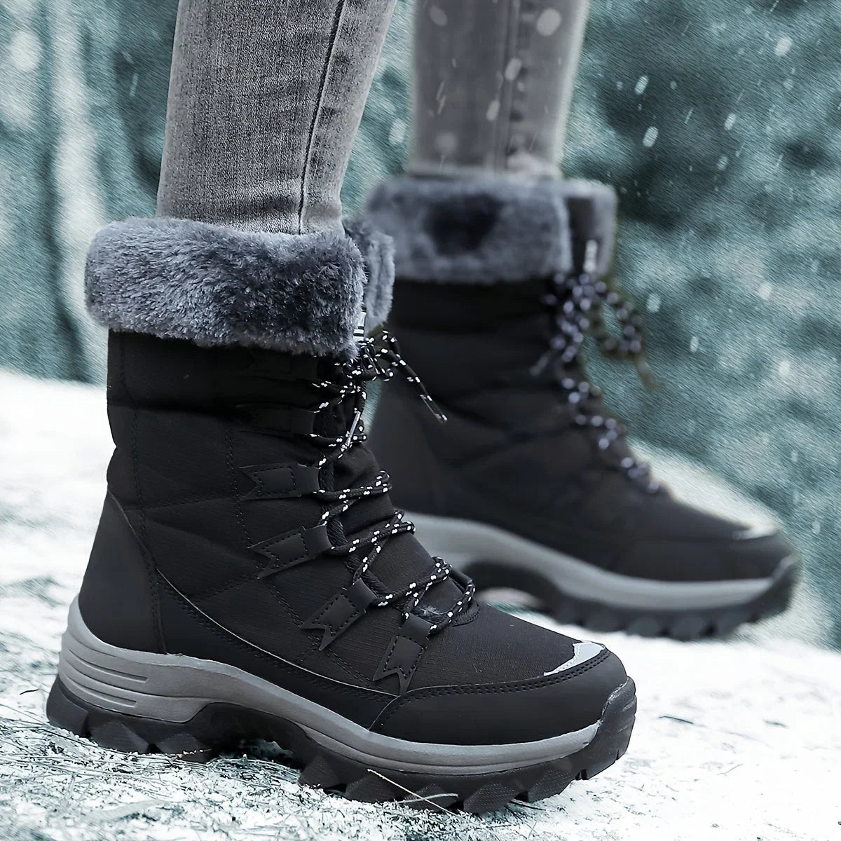 Charlotte | Women's Faux Fur Snow Boots, Cushioned Winter Boots for Cold Weather