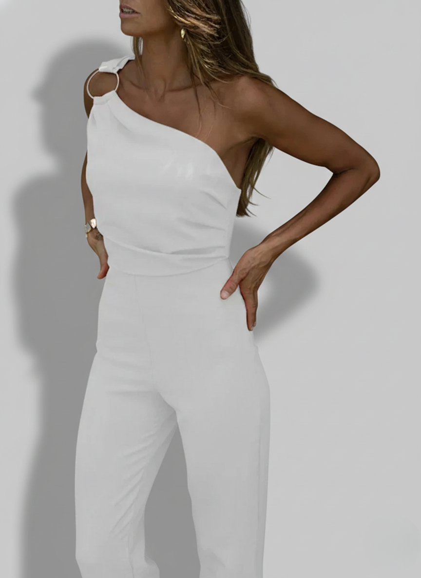 Alice | Women’s Scuba Crepe One Shoulder Jumpsuit | Elegant Asymmetric Evening Outfit