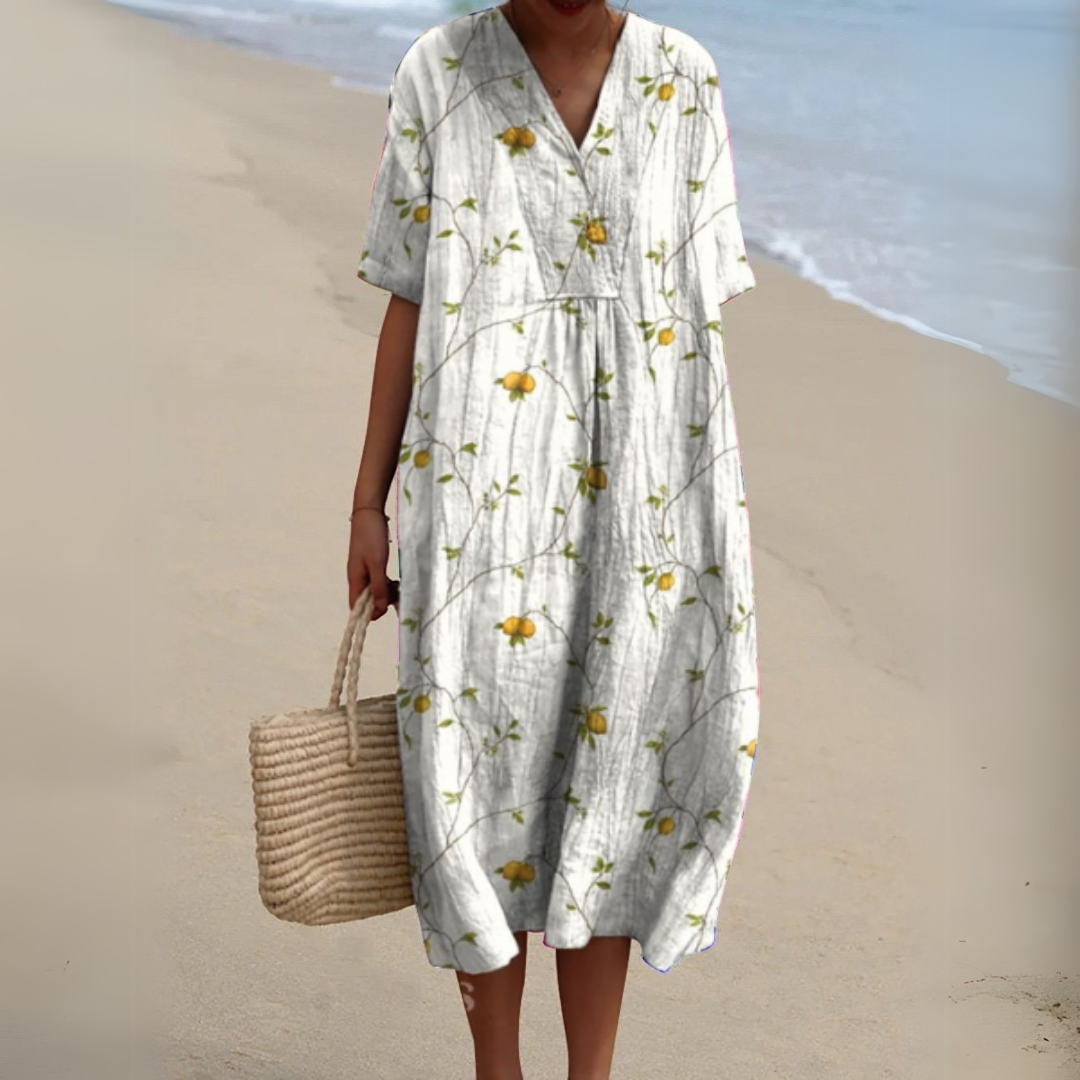 Lowri | Floral Short Sleeve Midi Dress | Feminine Elegance for Every Occasion