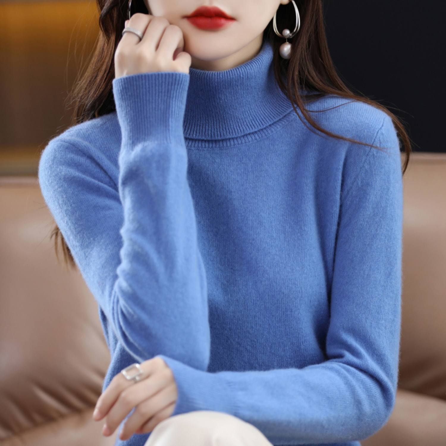 July | Women's Cashmere Turtleneck Sweater, Luxury Winter Knit Pullover for Casual Wear