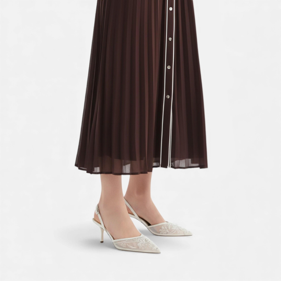 Mia | Embroidered Mesh Heels | Delicate and Refined