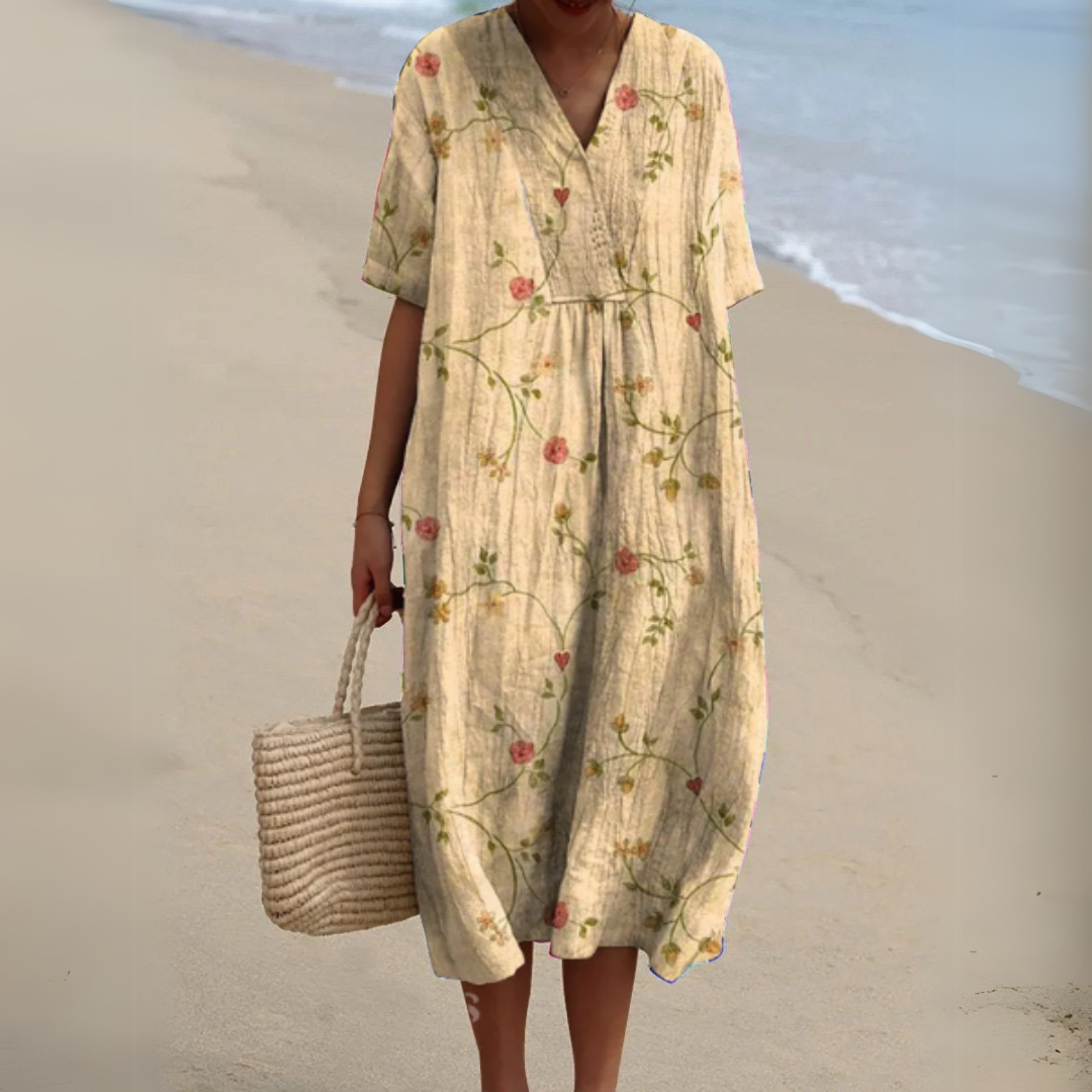 Lowri | Floral Short Sleeve Midi Dress | Feminine Elegance for Every Occasion