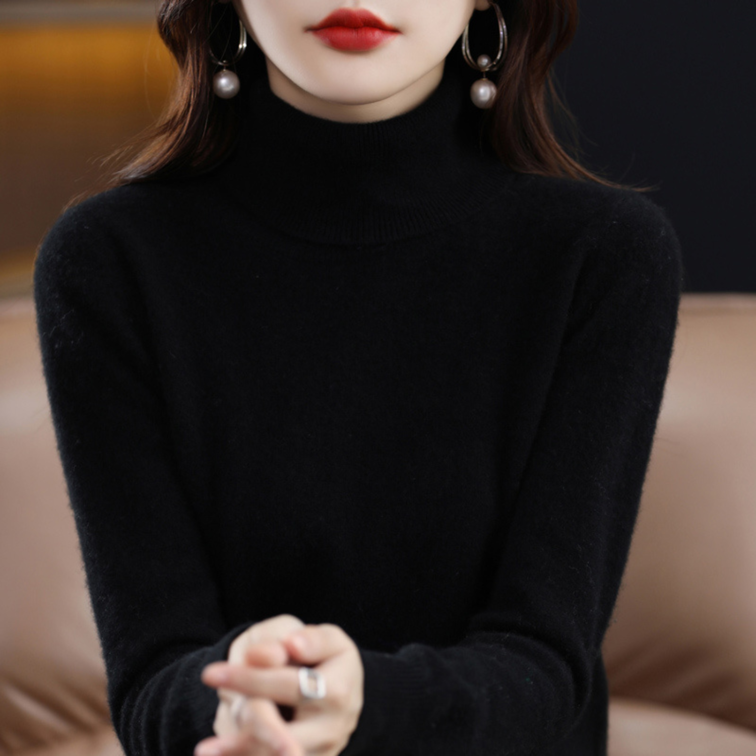 July | Women's Cashmere Turtleneck Sweater, Luxury Winter Knit Pullover for Casual Wear
