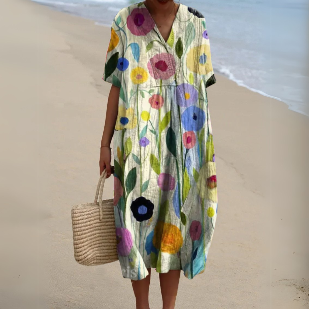 Lowri | Floral Short Sleeve Midi Dress | Feminine Elegance for Every Occasion