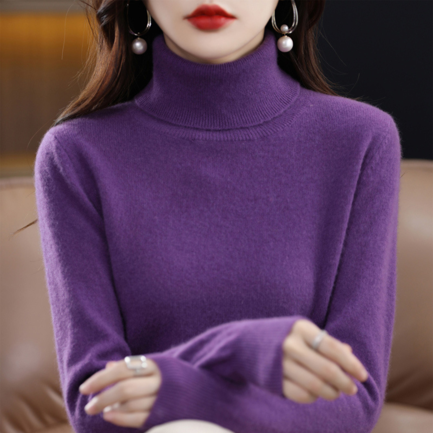 July | Women's Cashmere Turtleneck Sweater, Luxury Winter Knit Pullover for Casual Wear