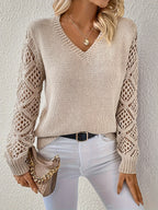 Hannah | Women's Lace Knit Sweater, Elegant Soft Pullover for Chic Casual Wear