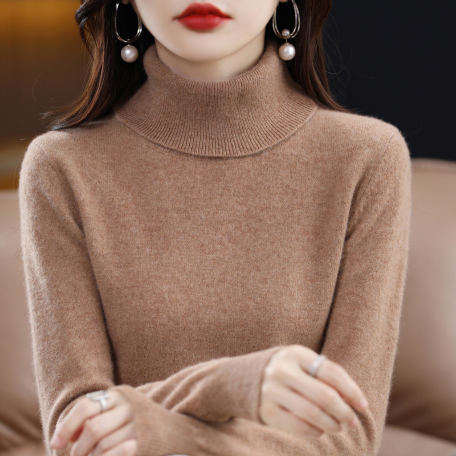 July | Women's Cashmere Turtleneck Sweater, Luxury Winter Knit Pullover for Casual Wear