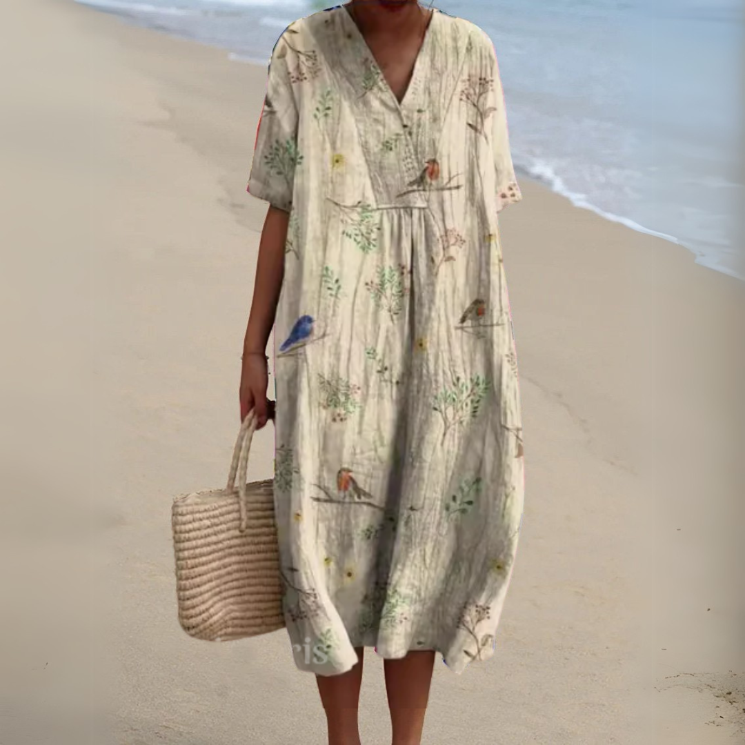 Lowri | Floral Short Sleeve Midi Dress | Feminine Elegance for Every Occasion