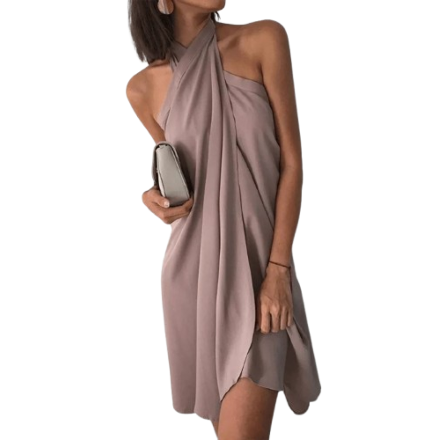 Lidia | Halterneck Draped Mini Dress | Elegant and Refined