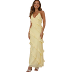 Ella | Ruffle Halter Neck Maxi Dress | Flowing and Elegant