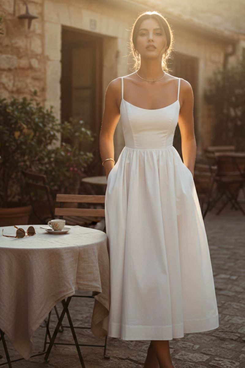 Megan | Women’s Sleeveless Cocktail Midi Dress | Timeless Elegance for Special Occasions
