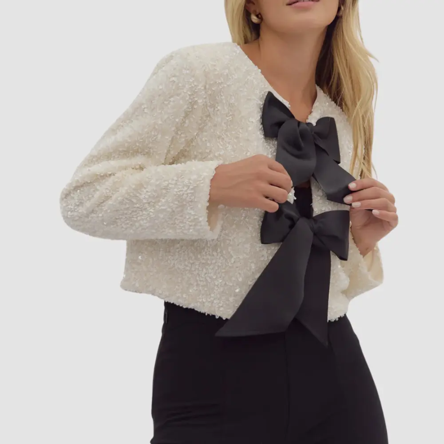 Cecilia | Sequin Bow Blazer | Sparkling Elegance for Every Occasion