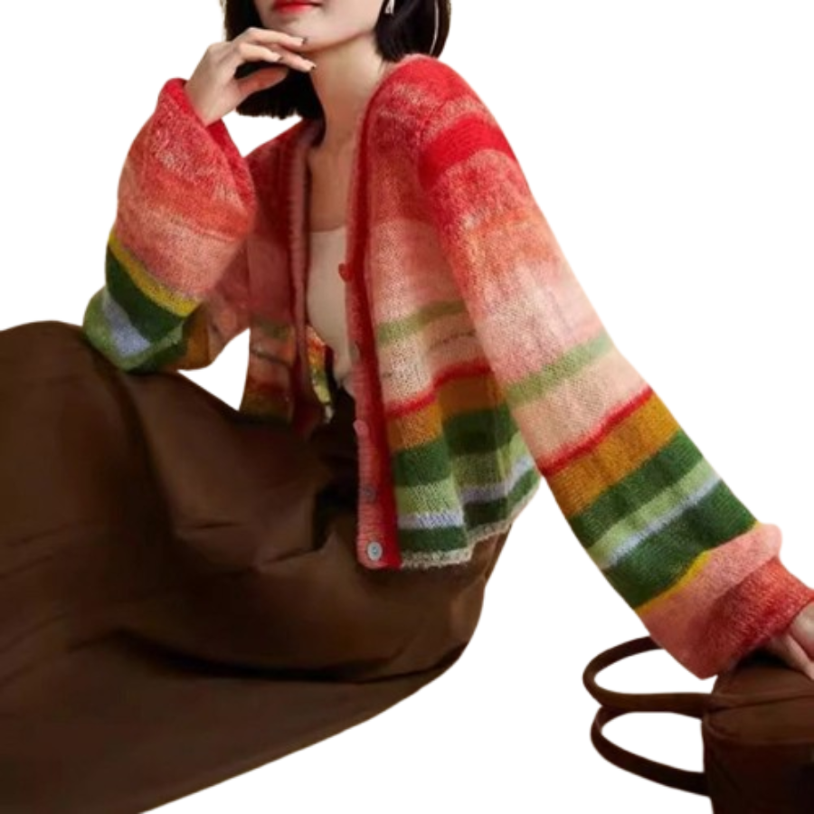 Tamara | Rainbow Knitted Cardigan | Cozy and Playful