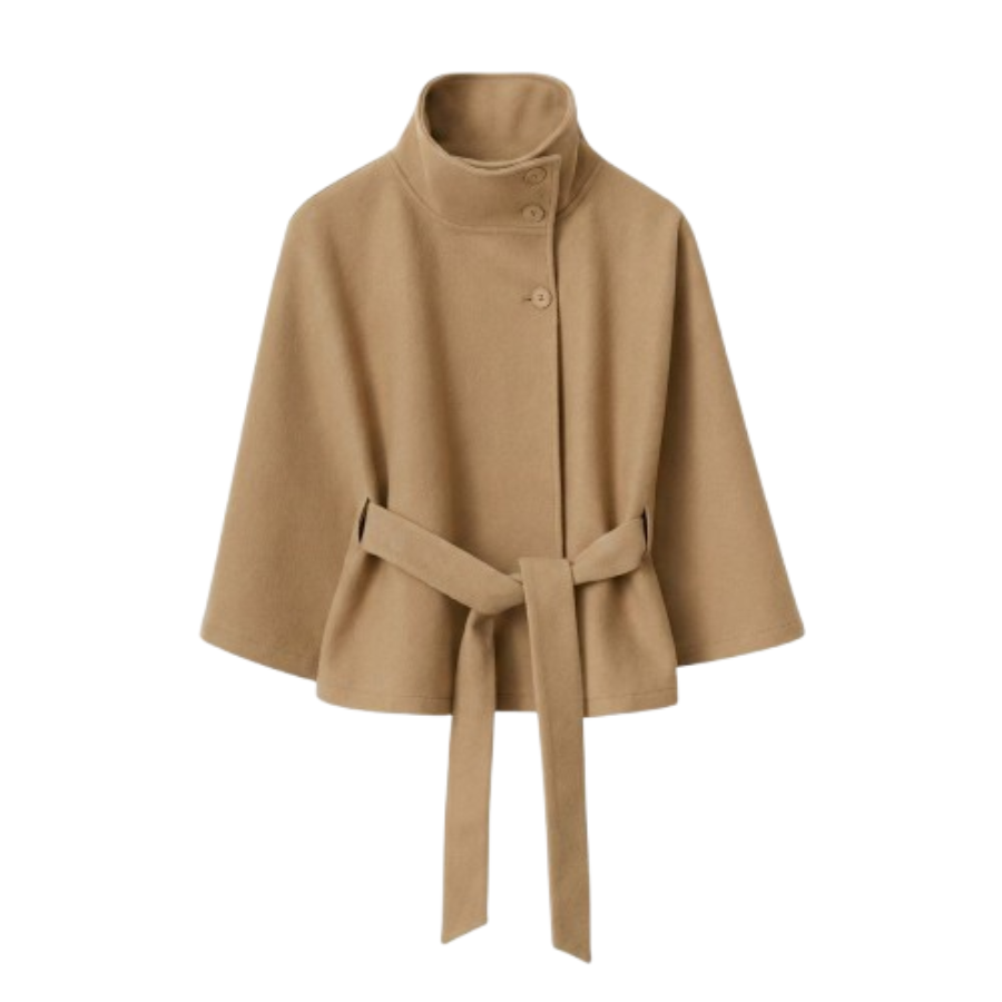 Camila | Short Belted Cape Coat | Modern and Elegant