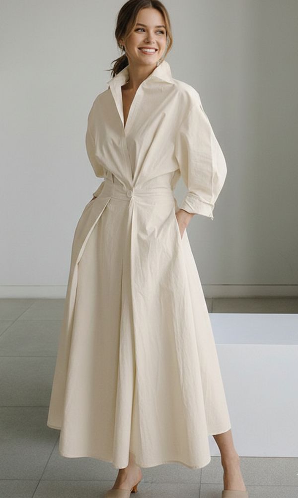 Sophia | Women’s Long Sleeve Maxi Shirt Dress | Effortless Elegance with Modern Shirt Styling