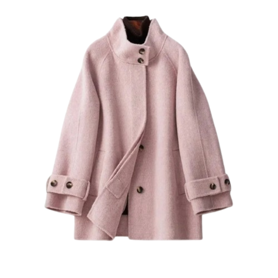 Acacia | High-Neck Double-Breasted Coat | Sophisticated Warmth with Modern Structure