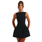 Angele | A-Line Boat Neck Mini Dress | Chic and Timeless