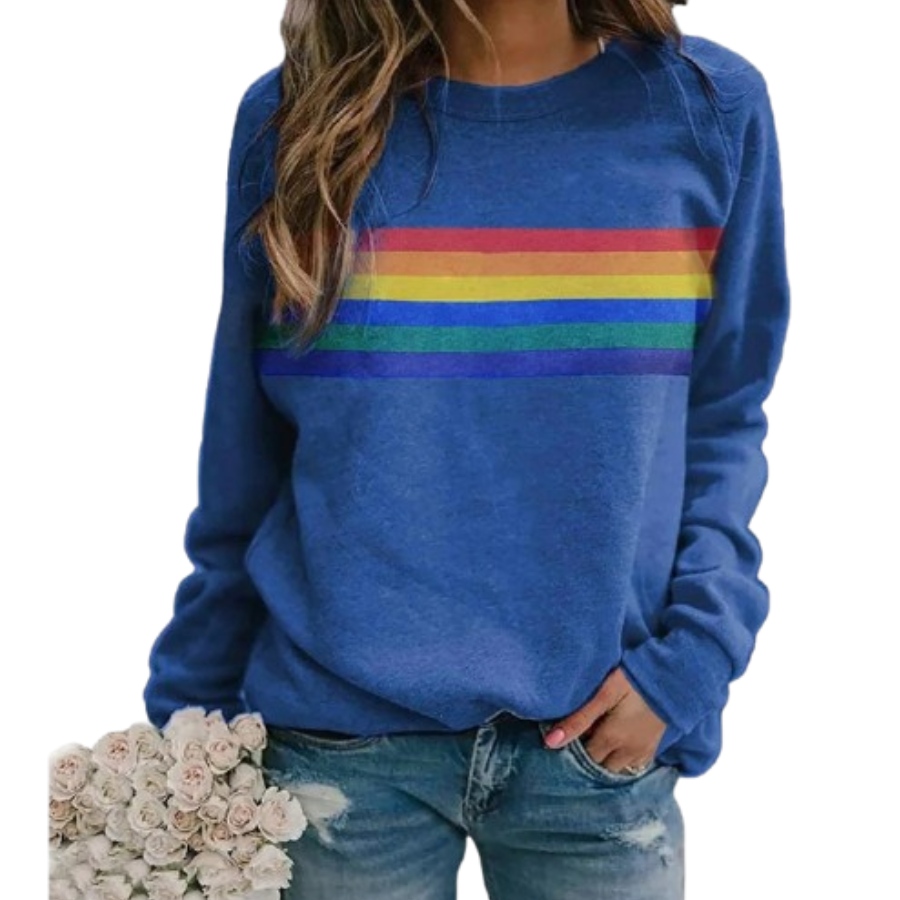 Poppy | Rainbow Stripe Sweatshirt | Soft and Playful