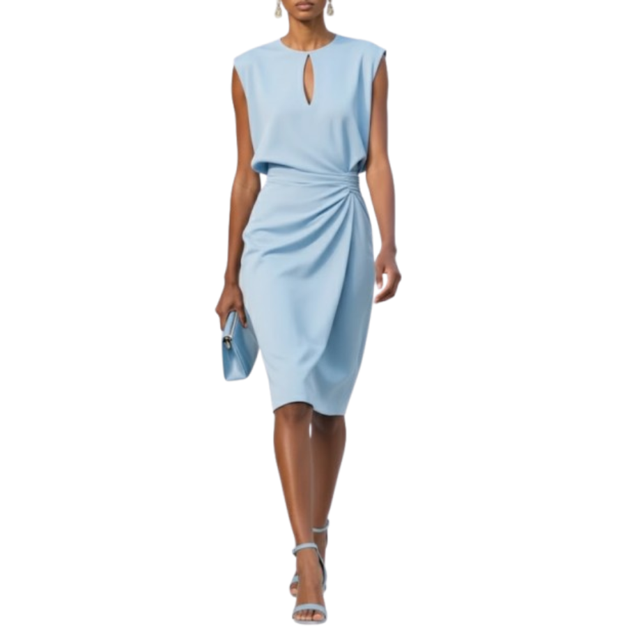 Lidia | Keyhole Neck Midi Cocktail Dress | Elegant and Flattering
