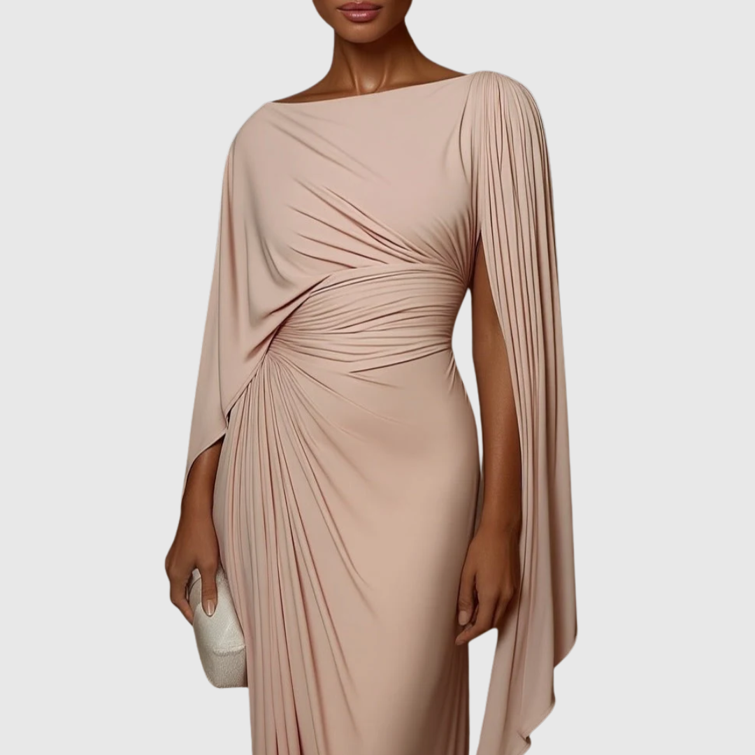 Eleanor | Pleated Drape Maxi Dress | Graceful and Sophisticated