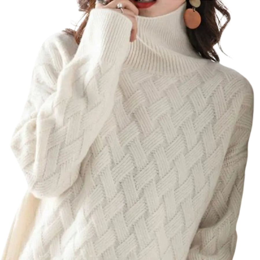 Angela | Women’s Textured Turtleneck Sweater | Warm and Elegant