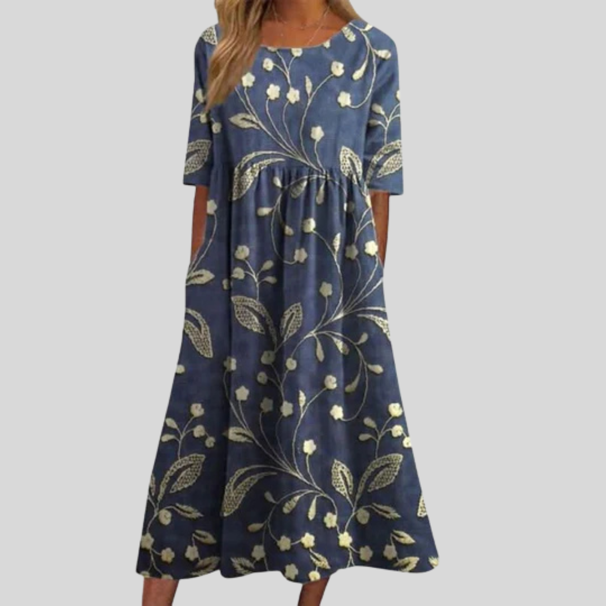 Diana | Women's Boho Floral Print Midi Dress