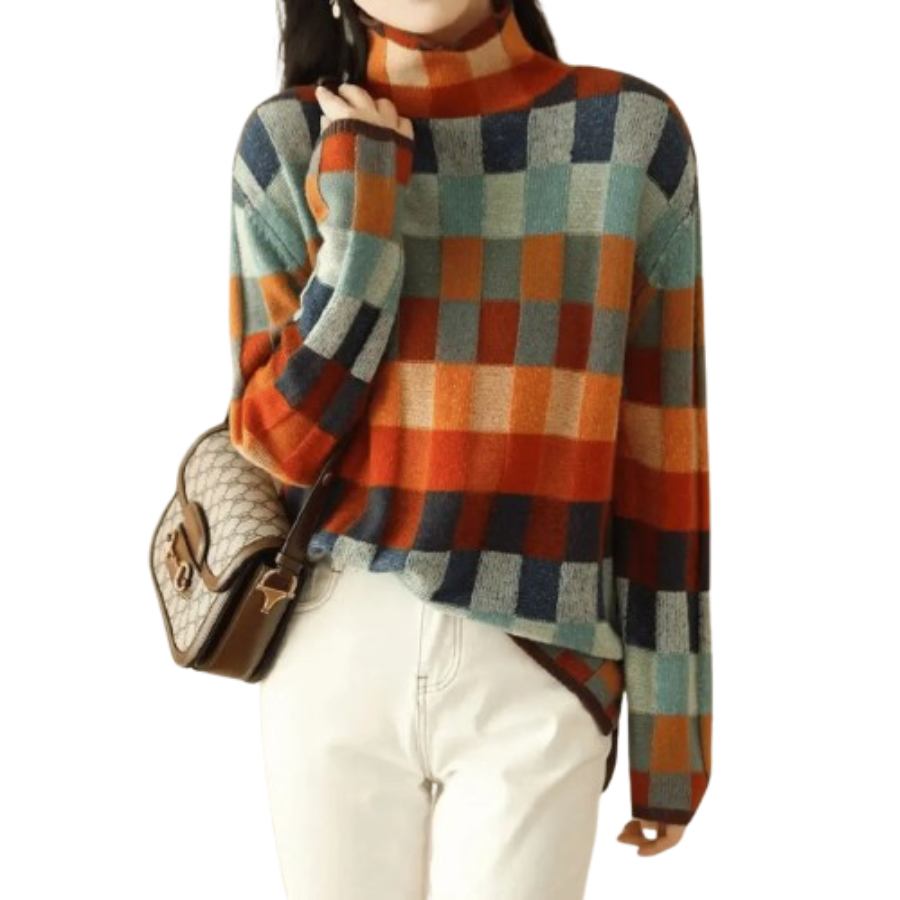 Carolina | Patchwork Turtleneck Sweater for Women | Cozy and Modern
