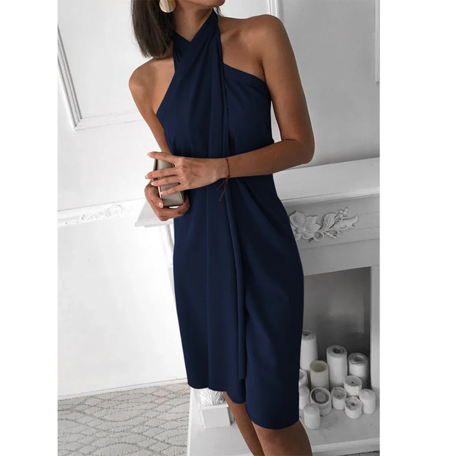 Lidia | Halterneck Draped Mini Dress | Elegant and Refined