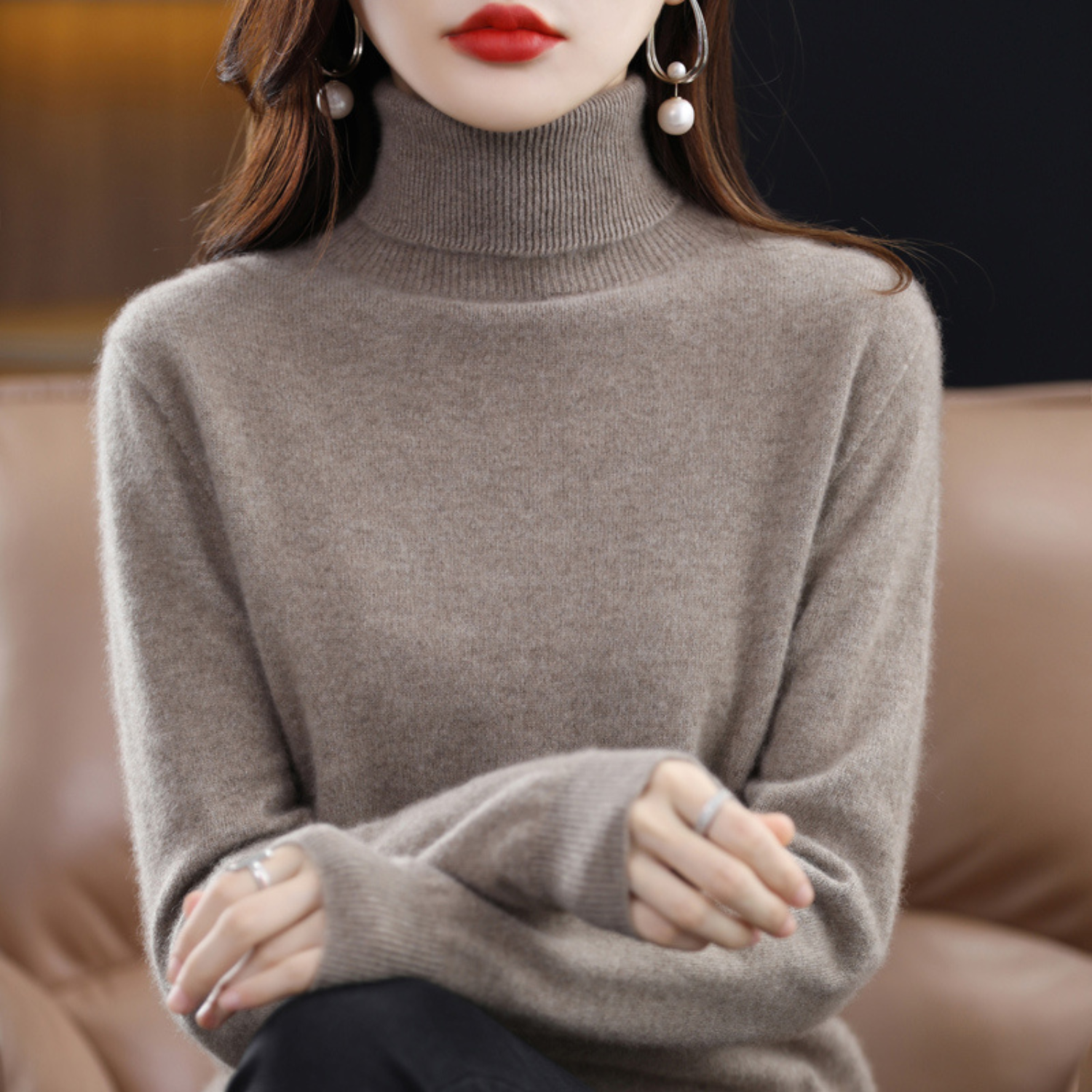 July | Women's Cashmere Turtleneck Sweater, Luxury Winter Knit Pullover for Casual Wear