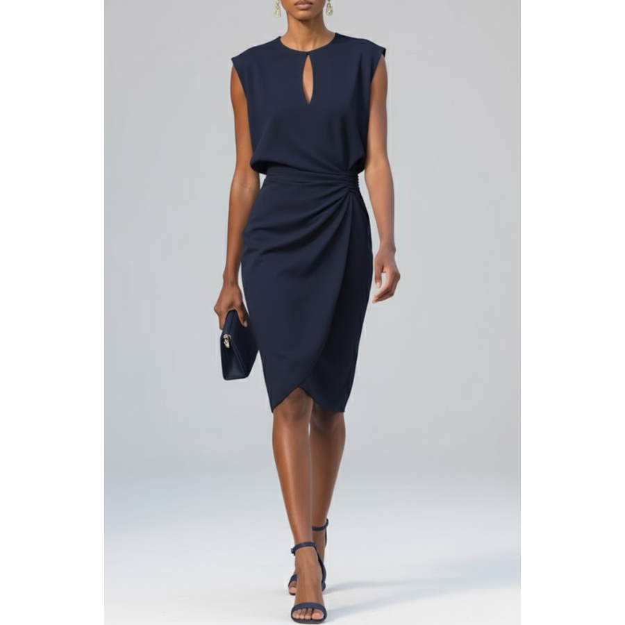 Lidia | Keyhole Neck Midi Cocktail Dress | Elegant and Flattering