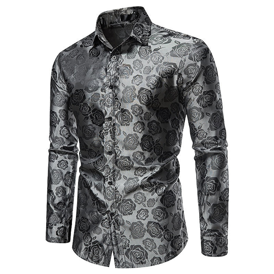 Alessio | Gloss Finish Long Sleeve Shirt | Refined and Modern