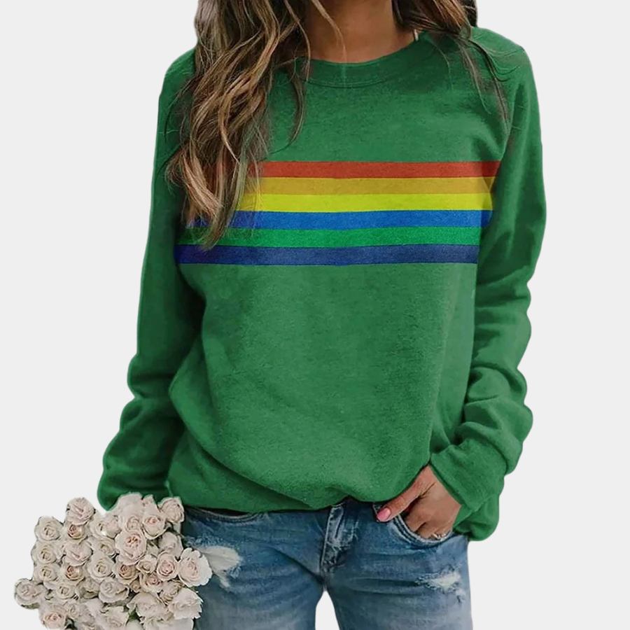 Poppy | Rainbow Stripe Sweatshirt | Soft and Playful