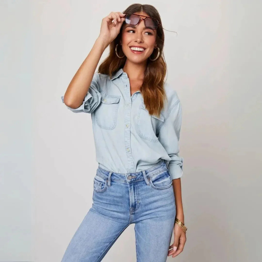 Elspeth | Button-Up Denim Shirt | Timeless Casual with Everyday Ease