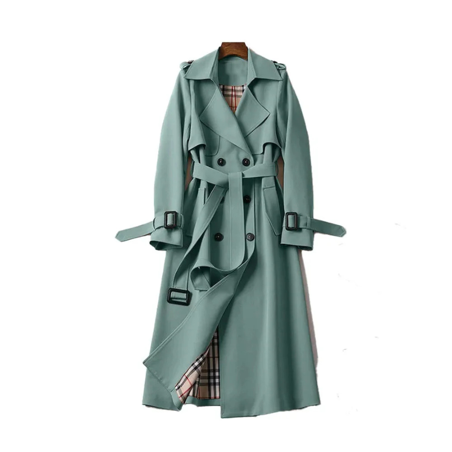Norma | Women’s Longline Double-Breasted Trench Coat | Timeless Elegance with Refined Structure