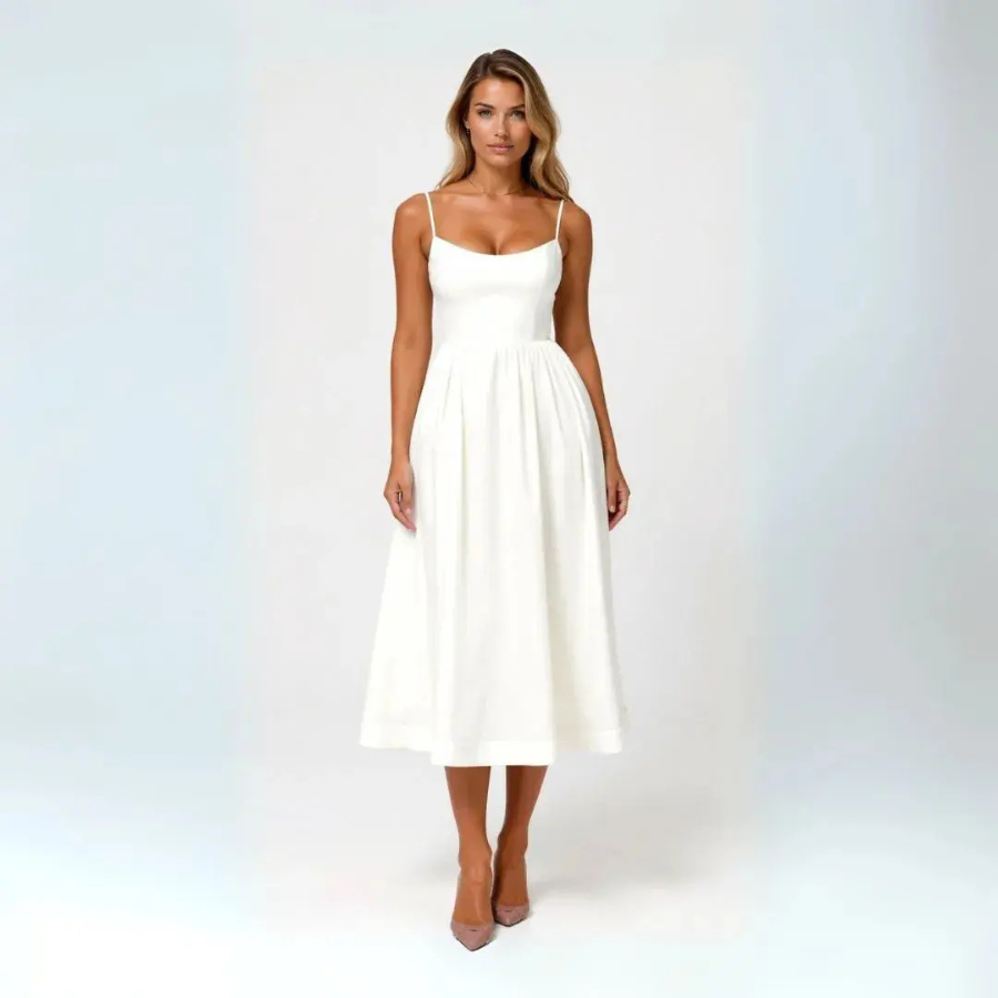 Liza | Spaghetti Strap Midi Dress | Effortless and Feminine