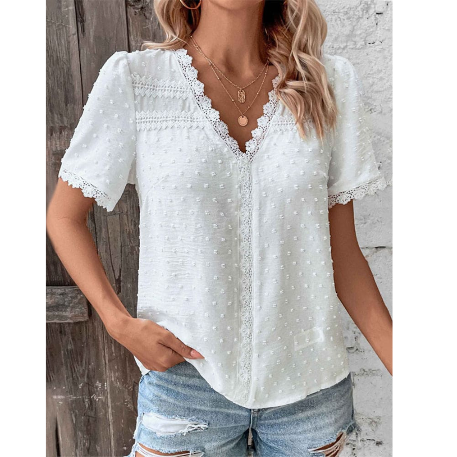 Gianna | Textured V-Neck Summer Blouse | Light and Effortless