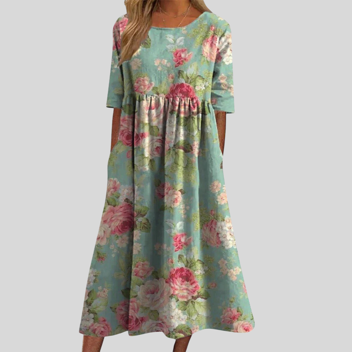 Diana | Women's Boho Floral Print Midi Dress