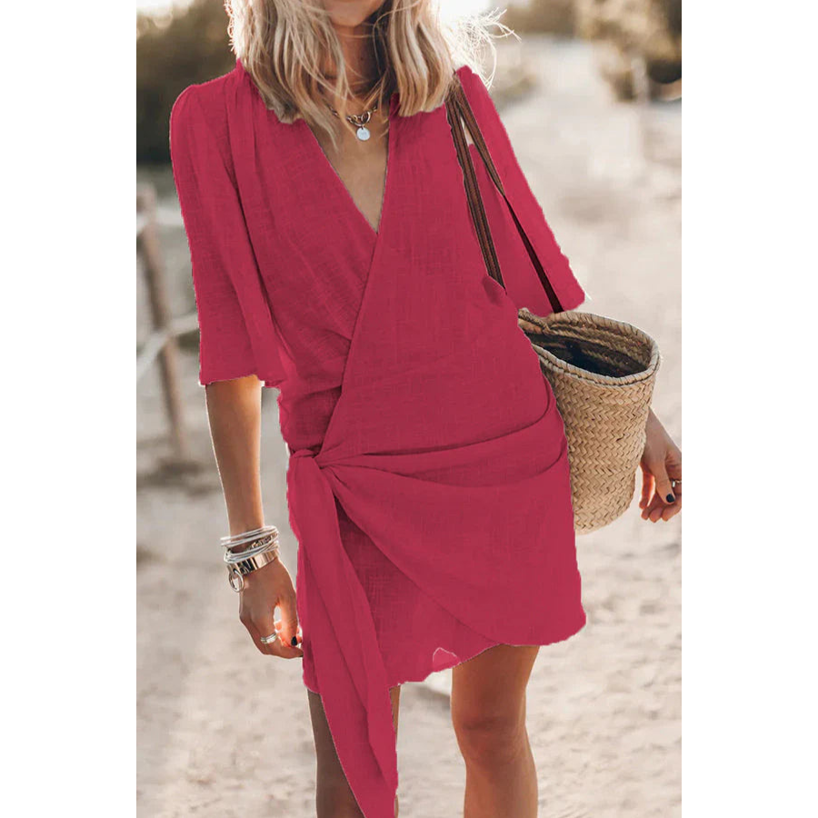 Irene | Knotted Wrap Mini Dress | Feminine and Flattering