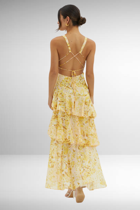 Freya | Women’s Floral Ruffled Maxi Dress | Romantic Flowing Summer Elegance