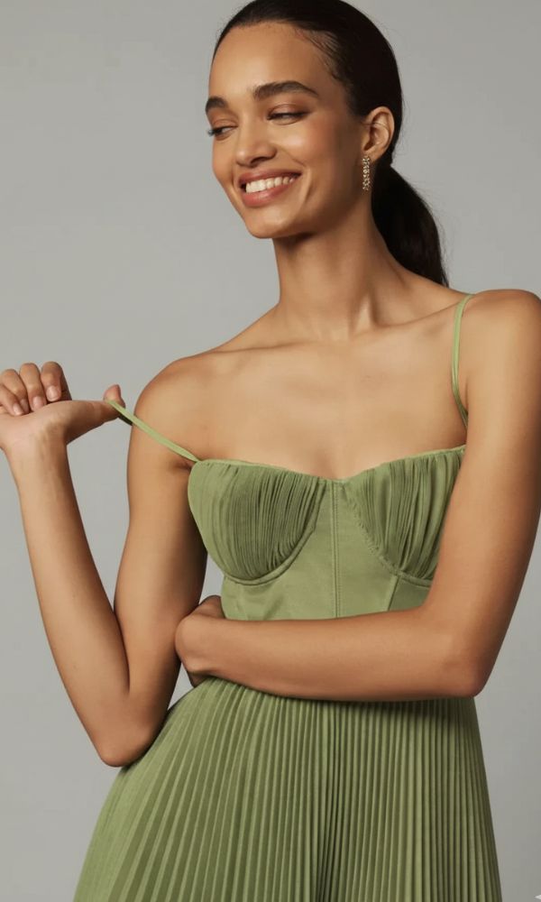 Florence | Women’s Corset Pleated Maxi Dress | Elegant Sculpted Silhouette for Special Occasions