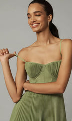 Florence | Women’s Corset Pleated Maxi Dress | Elegant Sculpted Silhouette for Special Occasions