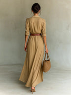 Amelia | Lapel-Wrap Maxi Dress | Elegant and Flowing