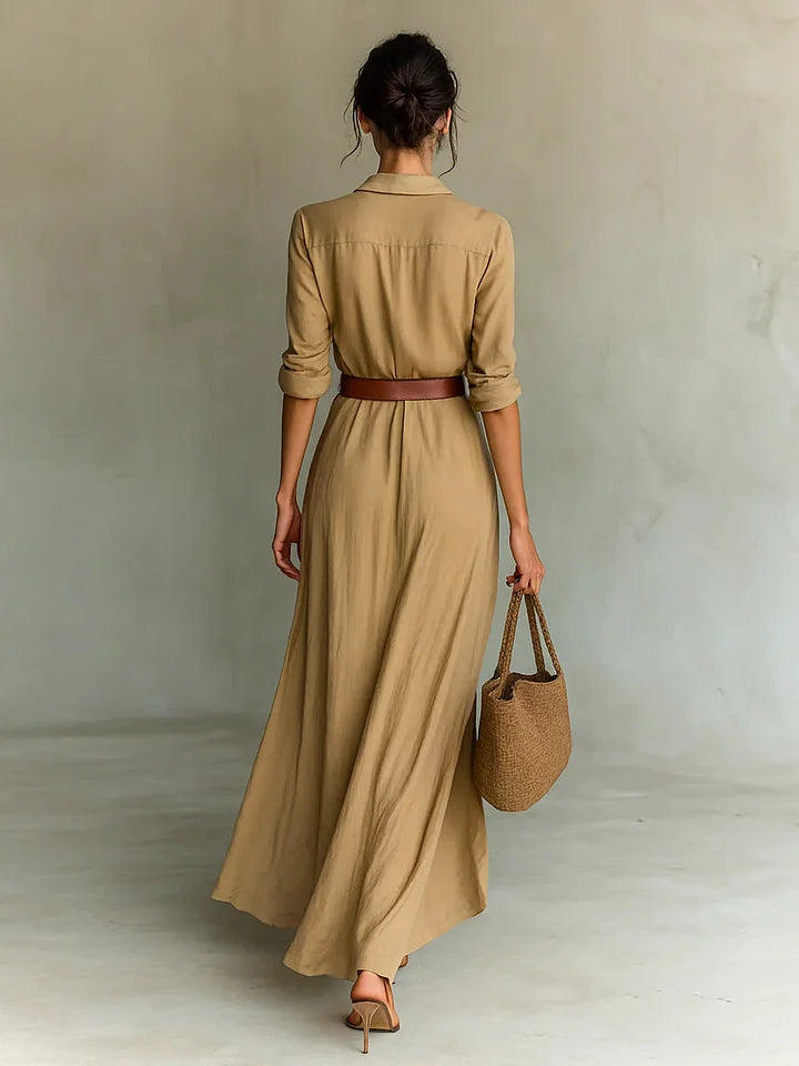 Amelia | Lapel-Wrap Maxi Dress | Elegant and Flowing