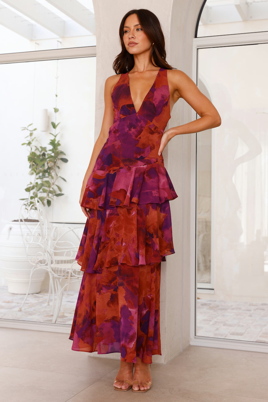 Freya | Women’s Floral Ruffled Maxi Dress | Romantic Flowing Summer Elegance