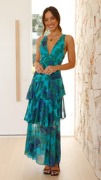Freya | Women’s Floral Ruffled Maxi Dress | Romantic Flowing Summer Elegance