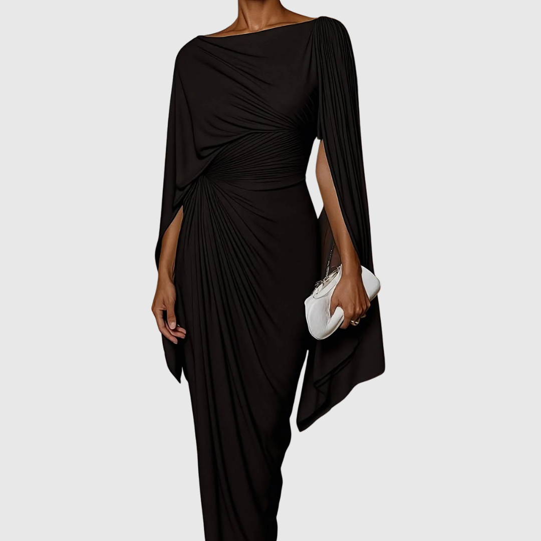 Eleanor | Pleated Drape Maxi Dress | Graceful and Sophisticated