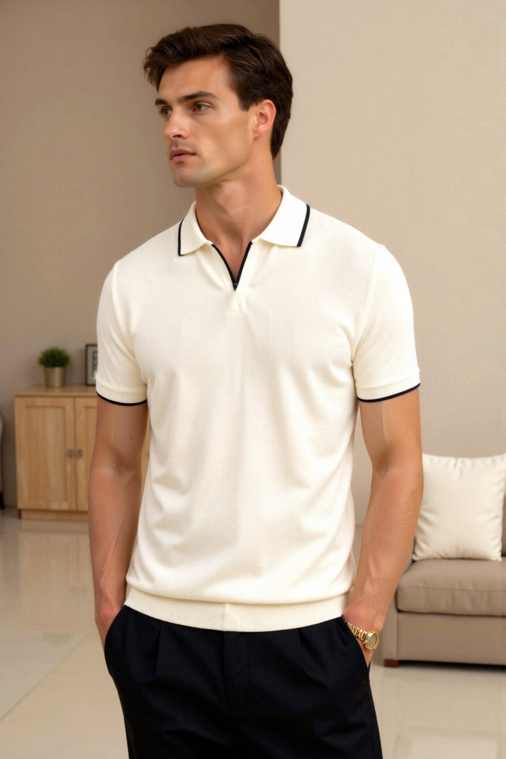 Arlo | Men's Contrast Slim Fit Polo Shirt | Modern and Refined