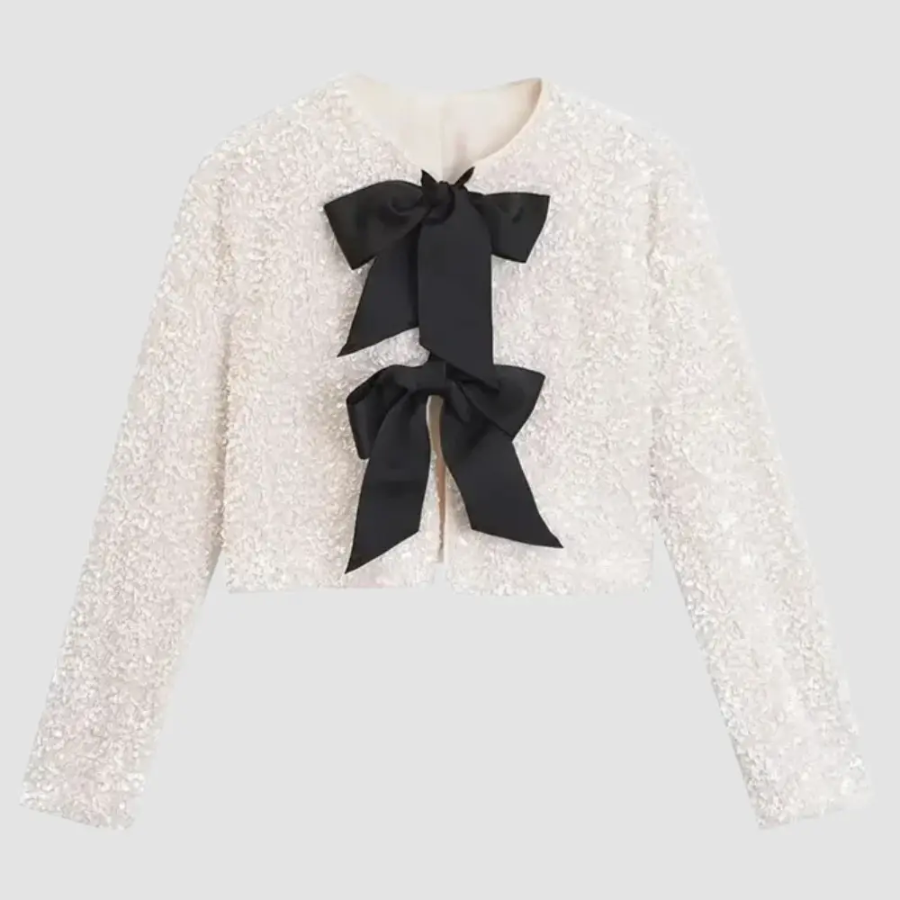 Cecilia | Sequin Bow Blazer | Sparkling Elegance for Every Occasion