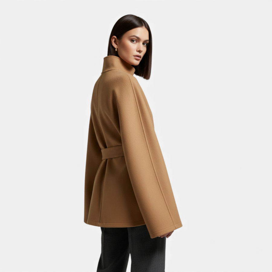 Camila | Short Belted Cape Coat | Modern and Elegant
