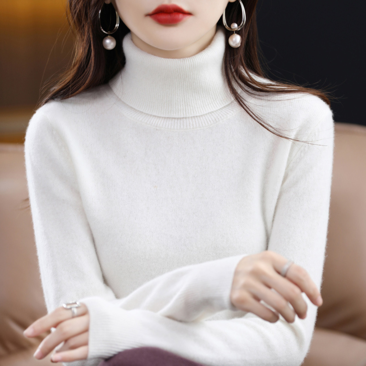 July | Women's Cashmere Turtleneck Sweater, Luxury Winter Knit Pullover for Casual Wear